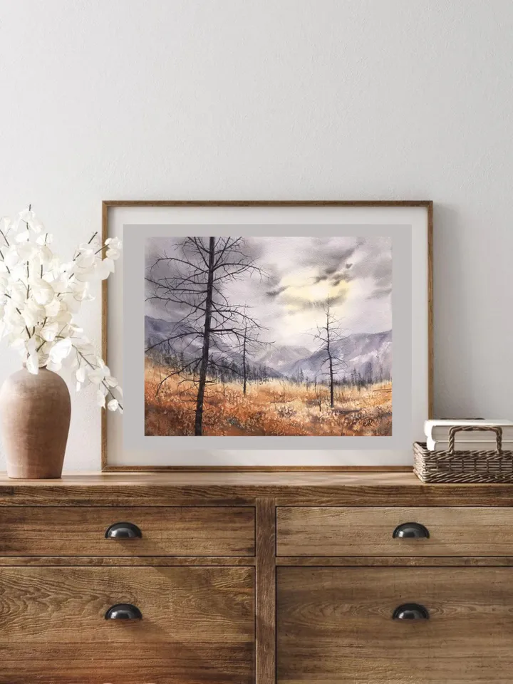 Forest Original Painting Landscape Trees Painting Field Wall Art
