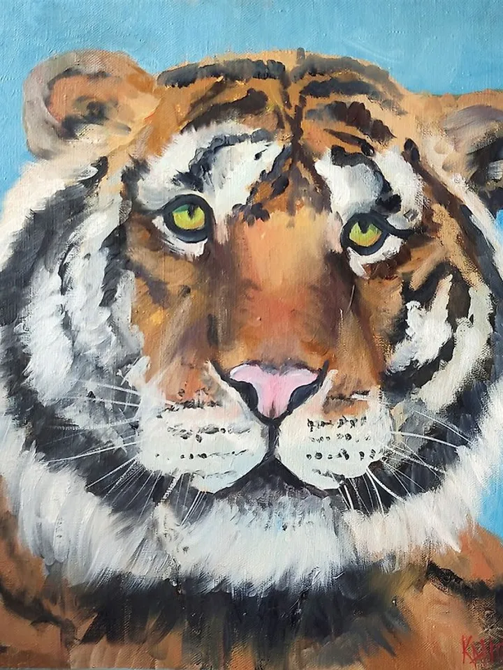 Tiger Original Art Predator Oil Painting Tiger Wall Art