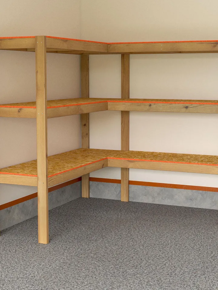 DIY L-Shaped Garage Shelves Plans, PDF