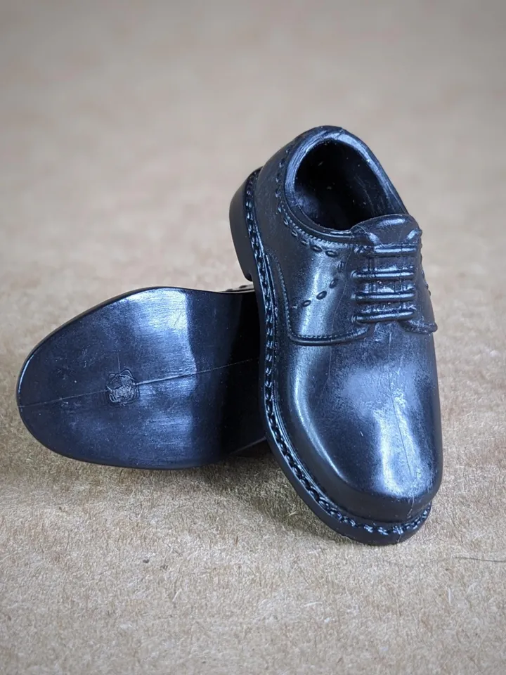 Classic black shoes  for wide feet 1/6 scale male dolls