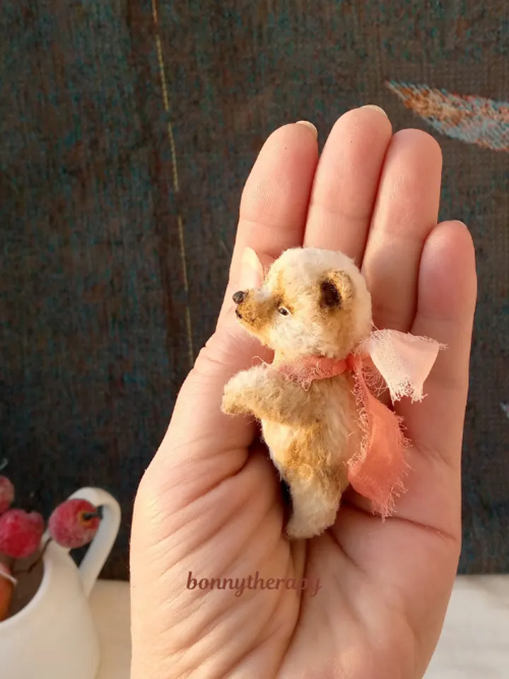 Miniature stuffed bear 2.3 inches, tiny cute teddy bear