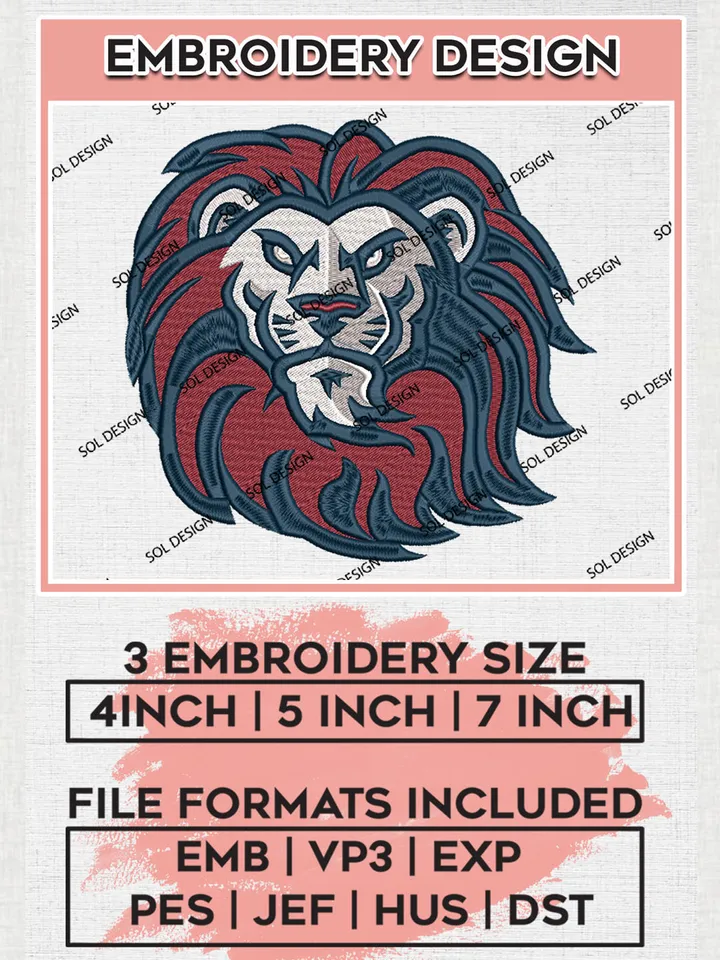 NCAA Loyola Marymount Lions Mascot Logo Embroidery Designs, NCAA Logo Machine Embroidery Files, NCAA Loyola Marymount Lions Logo, NCAA Embroidery Designs, Machine Embroidery Designs, Digital Download