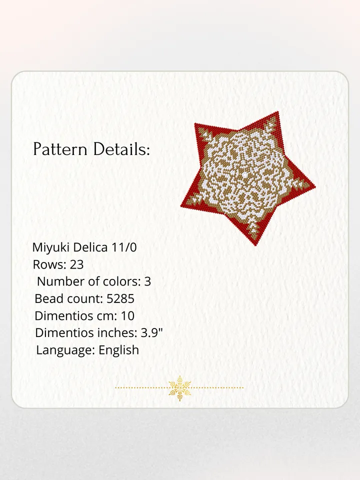 Set of 3 Beaded Star Snowflakes, Peyote Star Beading Pattern, Peyote Stitch, Seed Bead Christmas Ornament
