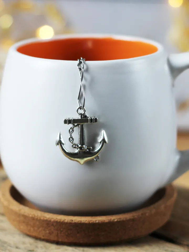 Tea steeper anchor for loose leaf tea, Tea Strainer with anchor pendant, tea infuser anchor charm, Herbal tea gift