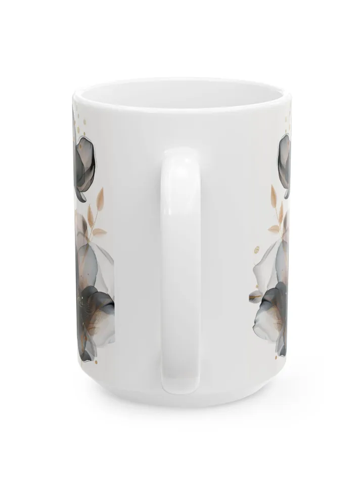 Elegant Floral Mug, Botanical Coffee Cup, White Ceramic Drinkware, Gift for Gardeners, Mother's Day Present