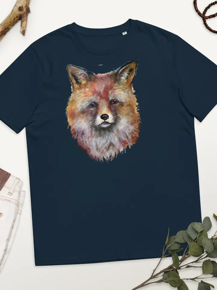 Fox t shirt,Unisex organic cotton t-shirt made with my own design,original watercolor fox painting.