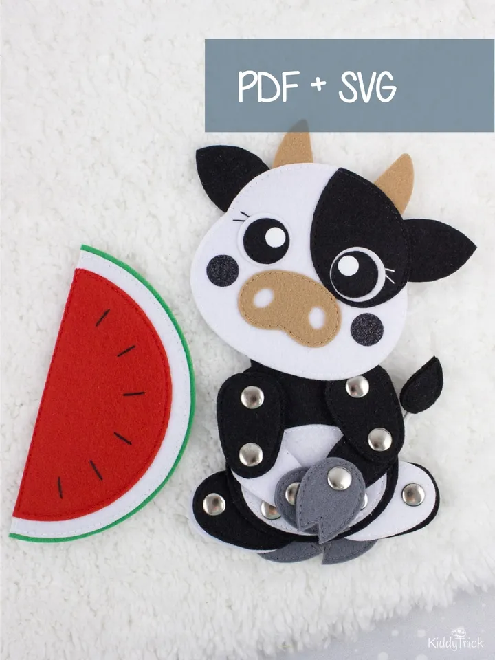 Felt Cow - Sewing Pattern - Articulated toy