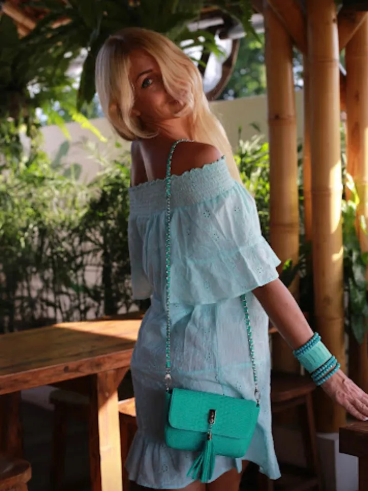 Bag Crossbody turquoise colour Genuine Python Skin | Summer Bag Women | Exotic Leather Bags | Classy Elegant Small Crossbody | Python Bags