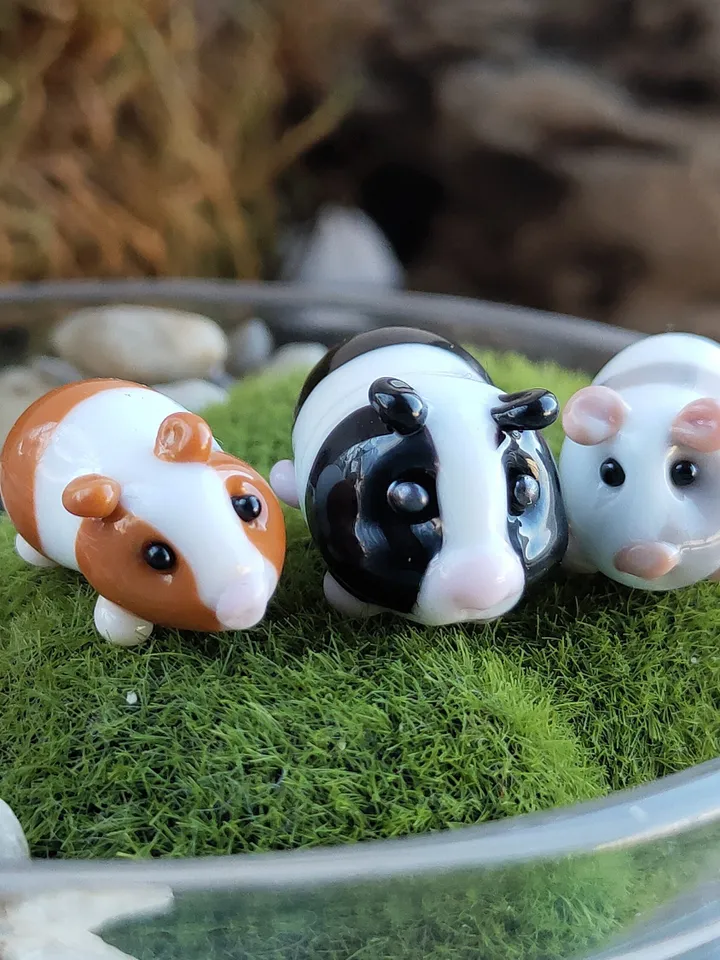GUINEA PIG figurine GLASS figurines guinea pig gifts Pet guinea pig toy Glass guinea pig art miniature guinea pig Dollhouse Miniature animal