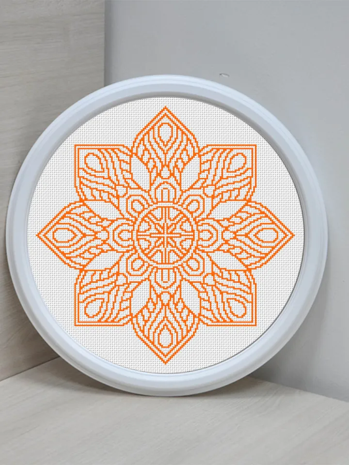 Flower mandala cross stitch pattern download PDF Easy mandala pattern digital PDF Monochrome cross stitch Floral ornament cross stitch #M7