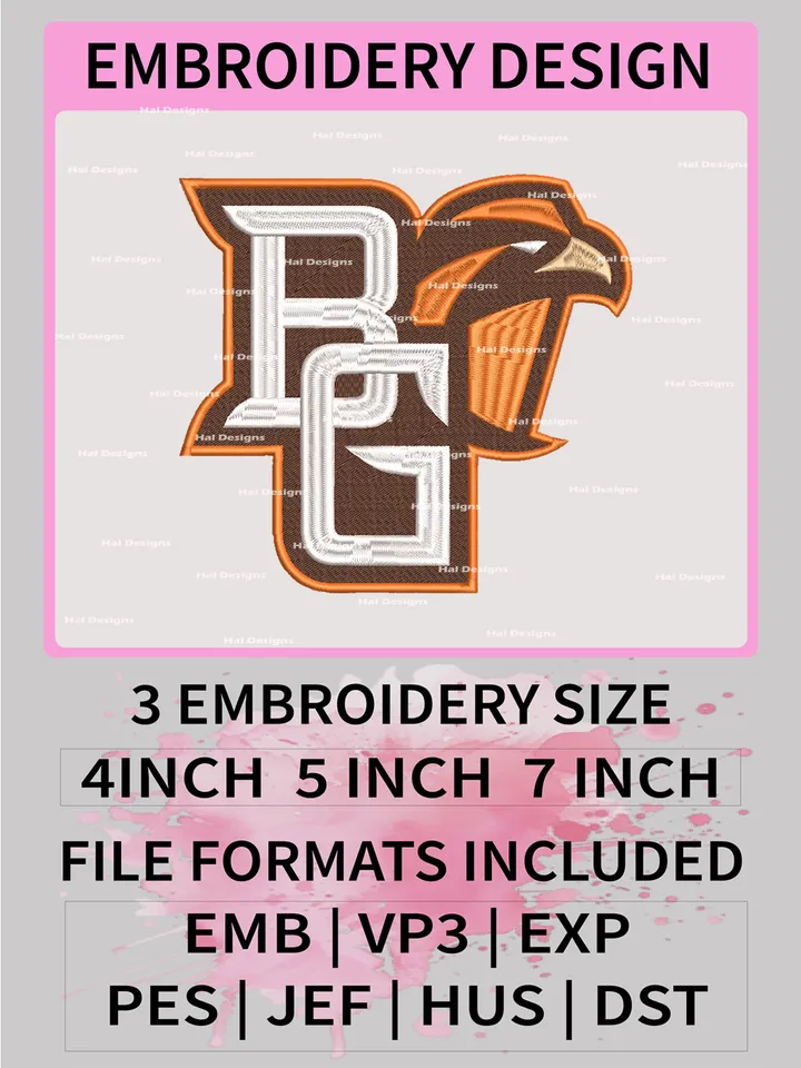 NCAA Bowling Green Falcons Embroidery File, 3 Sizes, 6 Formats, NCAA Machine Embroidery Design, NCAA Logo, NCAA Teams