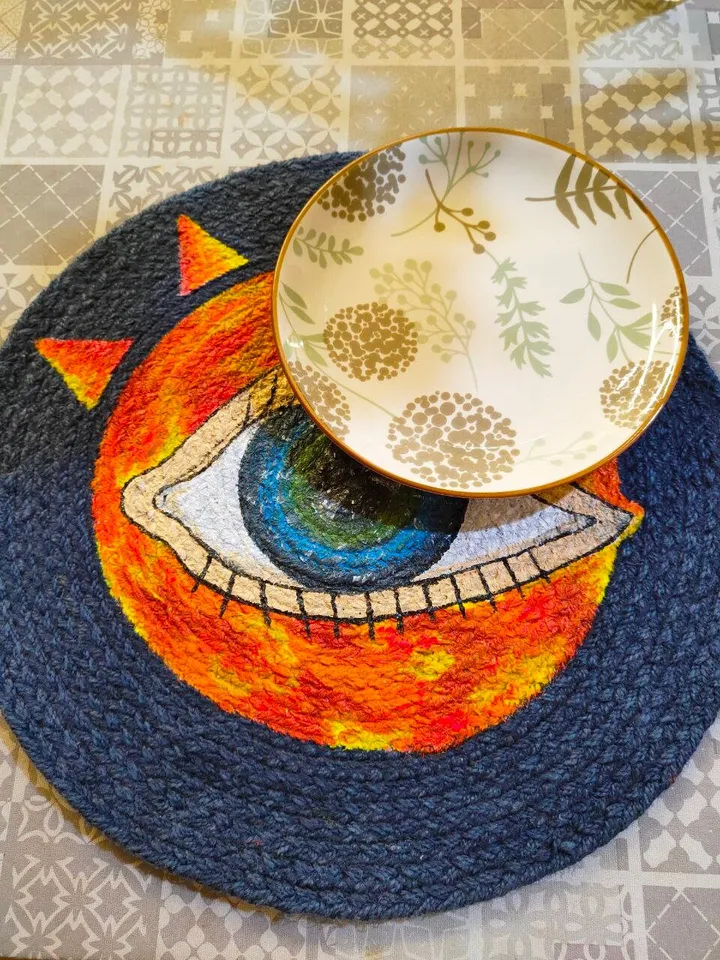 Third eye,mug rug,all-seeing eye,wall painting,placemat,sun eye,ethnic amulet,sacred geometry,talisman,vedic gift,symbol,angel aura,tapestry