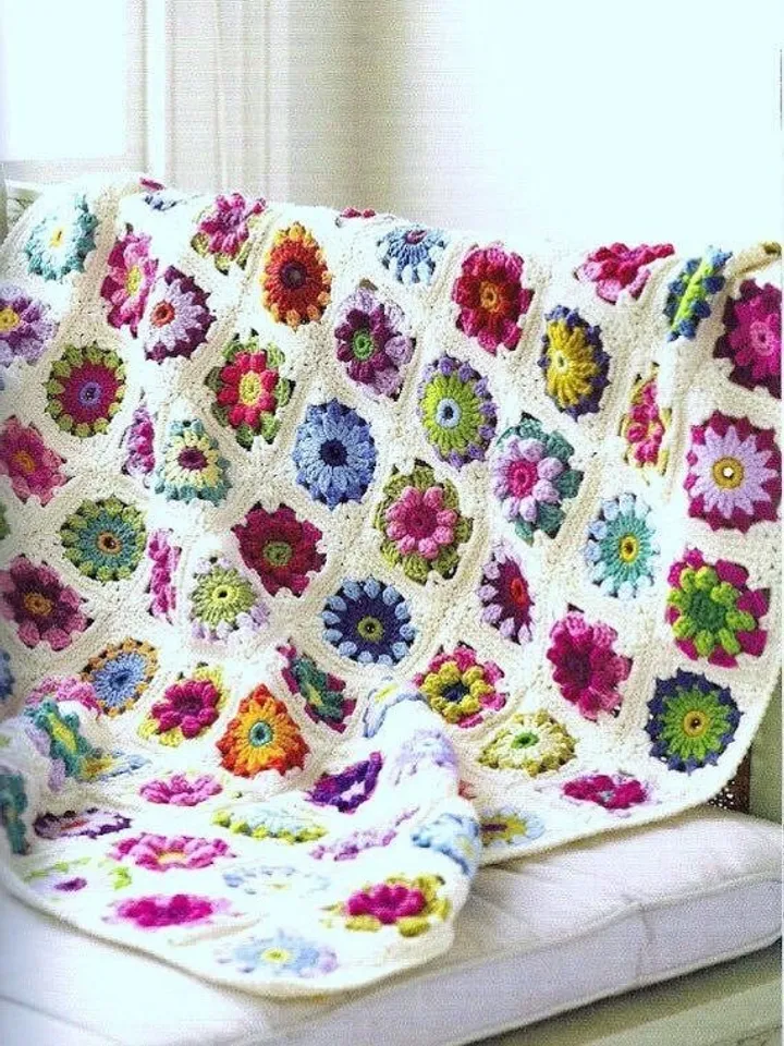 Daisy crochet blanket, granny square crochet blanket , flower crochet blanket pdf
