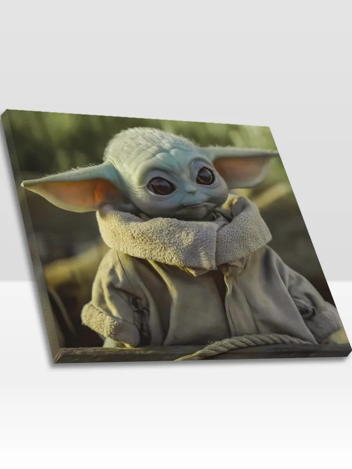 Baby Yoda Frame Canvas, Wall Art Home Decor