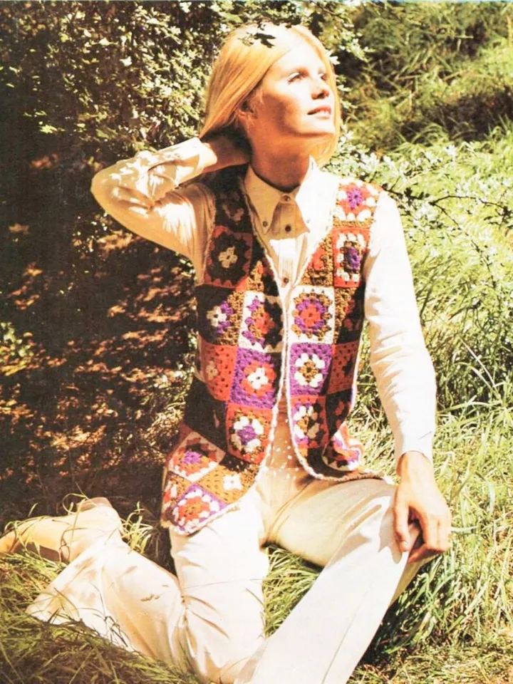 Crochet waistcoat pattern, summer waistcoat pdf, granny square waistcoat size S/M