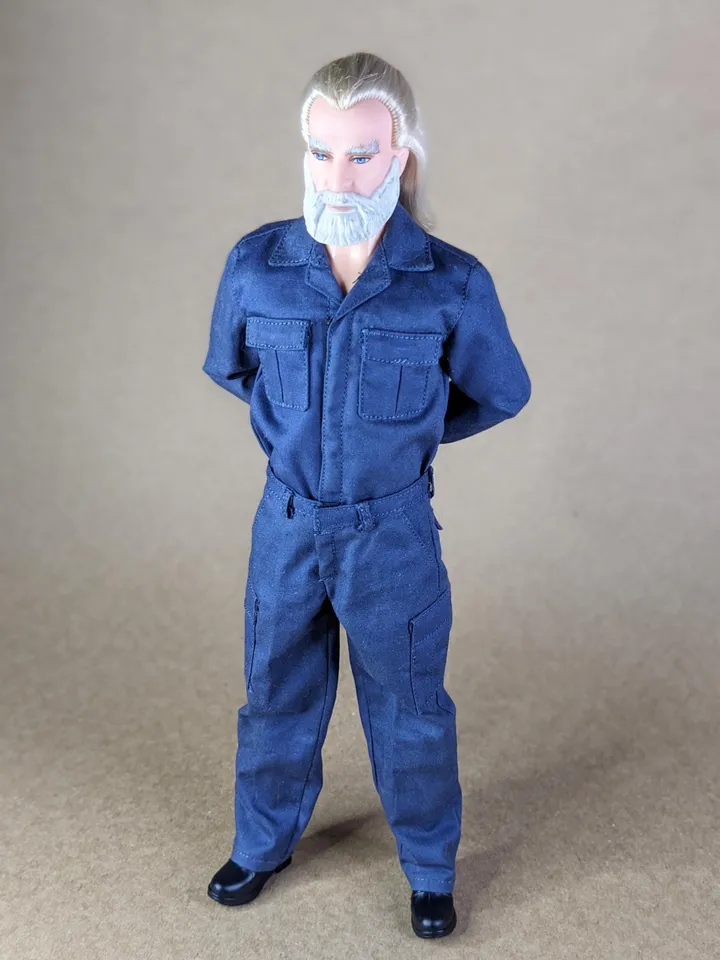 Premium navy blue military-style jacket, pants for 12-inch fashion male dolls