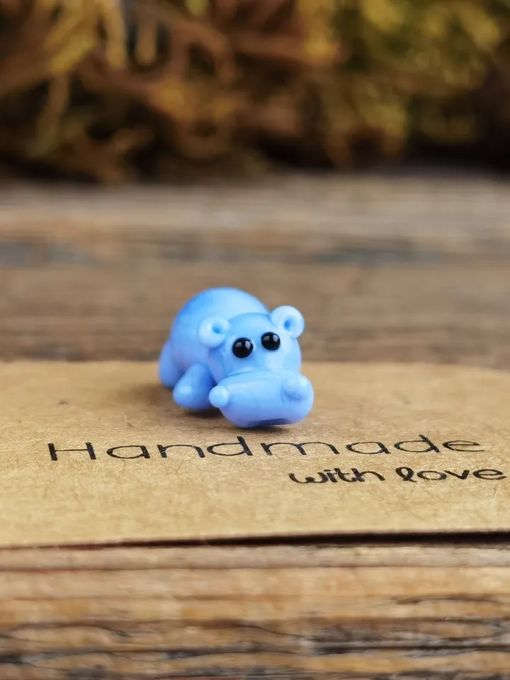 Hippo figurine Hippo art Hippo gifts Hippo ornament Hippo statue Hippopotamus Hippo for Christmas Miniature animals Tiny glass animals
