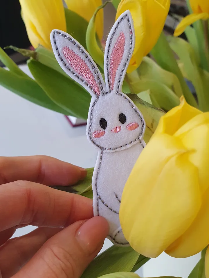 ITH Easter Bunnies Embroidery Design Set, Felt Rabbit Collection for Decor Pattern, 5x7 Hoop Digital File