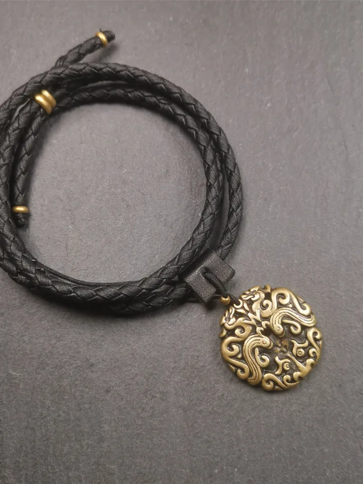 Gandhanra Antique Tibetan Amulet,Kirtimukha Pendant, Buddhist Dragon Badge, 60 Years Old