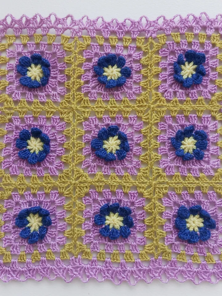 Miniature Lilac Blanket with Blue Flowers