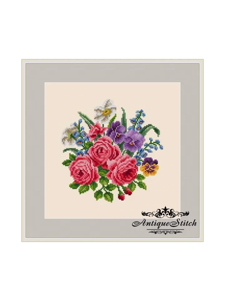 Berlin Woolwork Bouquet 92 Flowers Vintage Cross Stitch Pattern PDF Compatible Pattern Keeper