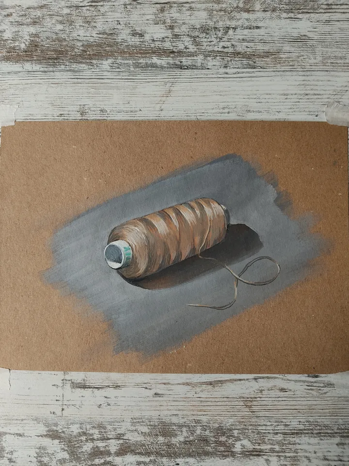 A Spool Of Thread. Original gouache painting.