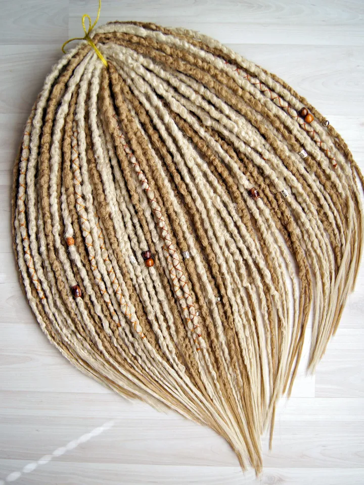 Ready to ship! Full set head dread extensions Blonde mix boho style Double ended 22 inches