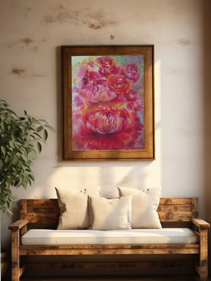 Original Oil Pastel Flower Painting Floral Fresh