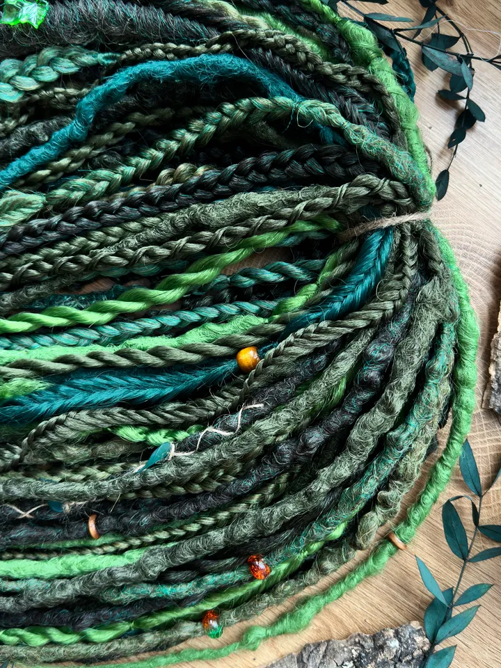 Dreads, green dreads and braids