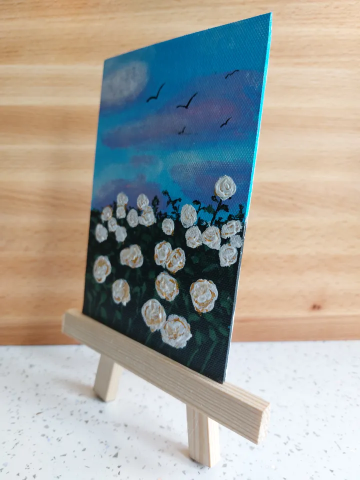 Mini painting of Wildflowers, Original design, Painting on a panel
