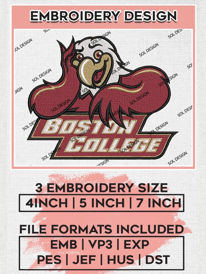 Boston College Eagles Embroidery Design, NCAA Logo Embroidery Design, NCAA Eagles Logo, Machine Embroidery Pattern, Digital Download