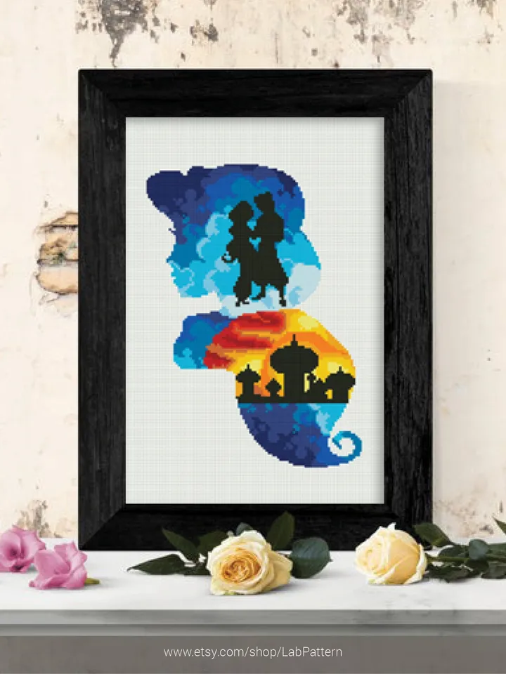 Princess Jasmine silhouette Cross stitch pattern | Embroidery Pattern | Instant Download | Embroidery Designs