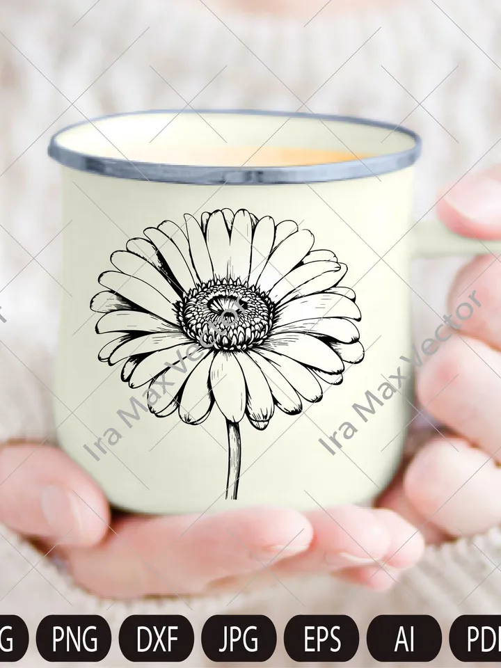 Gerbera svg, Daisy svg, Cute Wildflower, Gerbera set, Botanical Floral Clipart, Garden Plant Silhouette, Wedding Vinyl Cut file