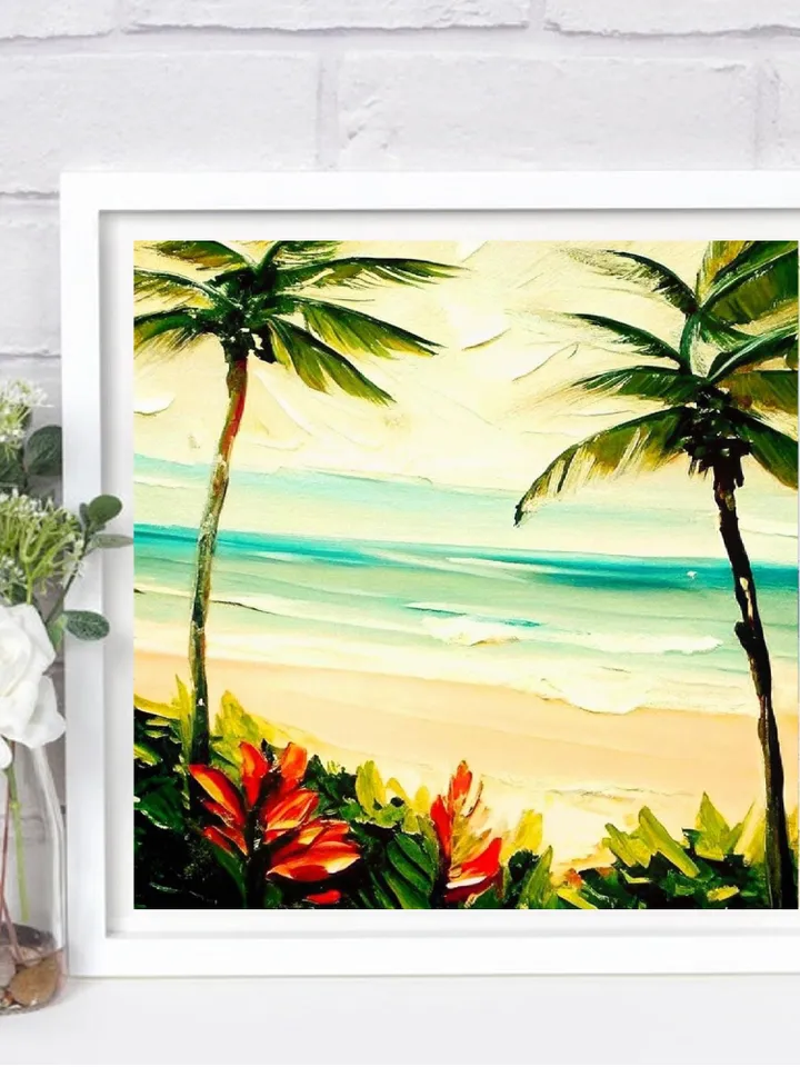 Hawaii Painting Palm Trees Original Art Seascape Impasto Oil Painting Oahu Wall Art Christmas Gift by ArtProkopaloSv