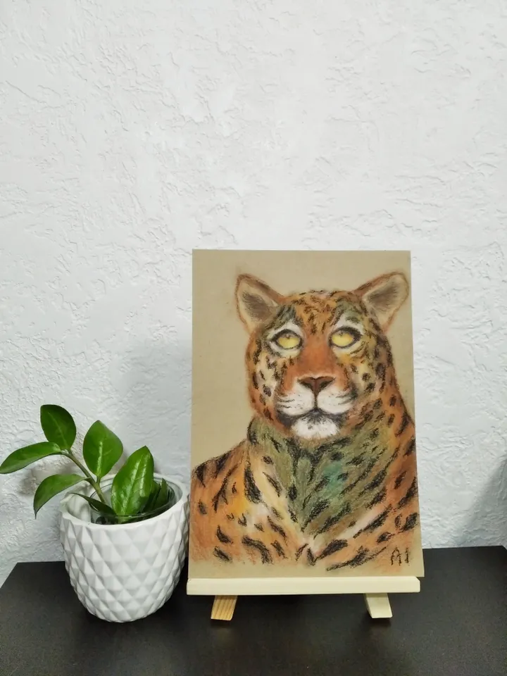 Leopard Painting in pastel on paper