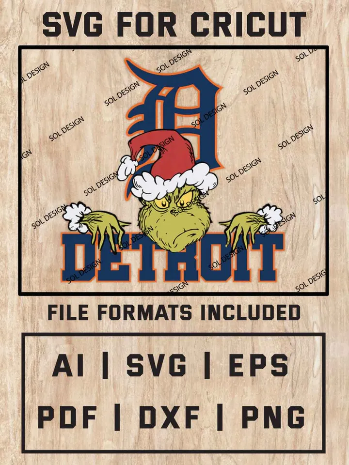 Grinch Detroit Tigers SVG, MLB SVG Design, MLB Detroit Tigers Logo SVG, MLB Tigers Cricut, Christmas Svg, Grinch svg, Digital Download