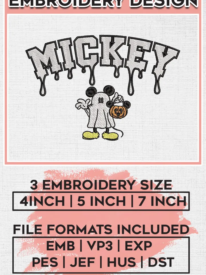 Boo Mickey Mouse Trick Or Treat Drop Name Embroidery designs, Disney Movie Machine embroidery designs, Halloween embroidery files, Spooky Season Machine Embroidery Digitized Pes Files, Digital Download