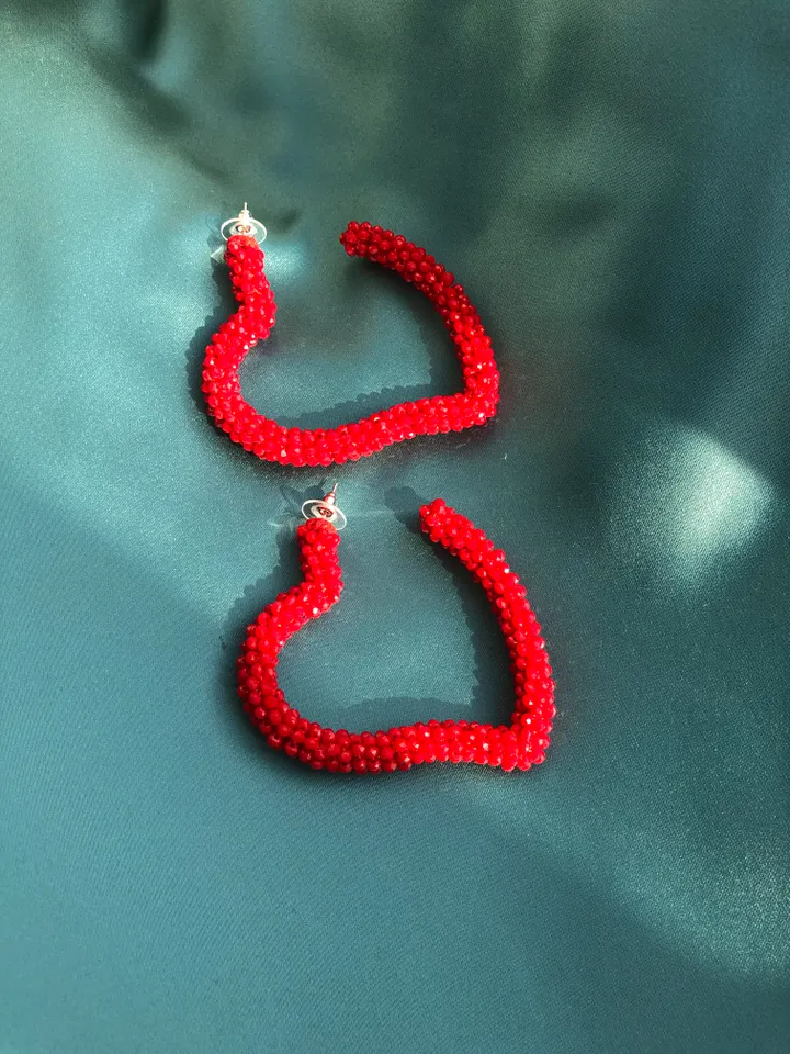 Crystal Heart Hoop Earrings