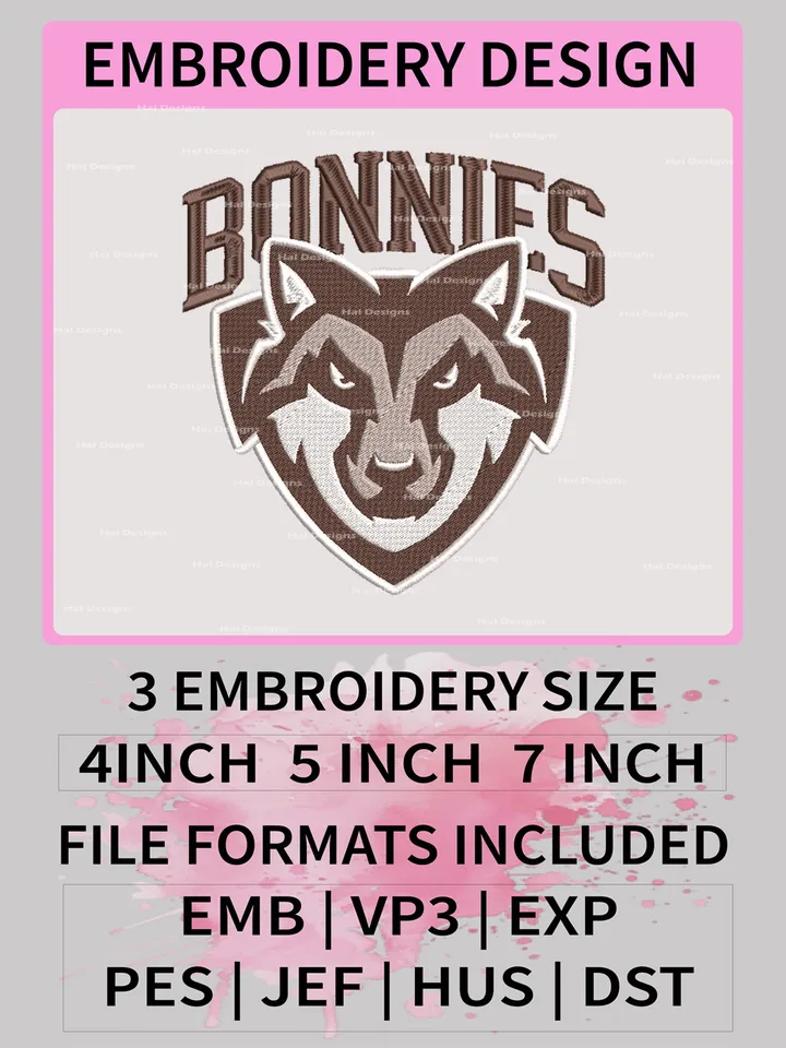 NCAA St. Bonaventure Logo Embroidery Files – NCAA College Team Logo, Digital Machine Embroidery Designs