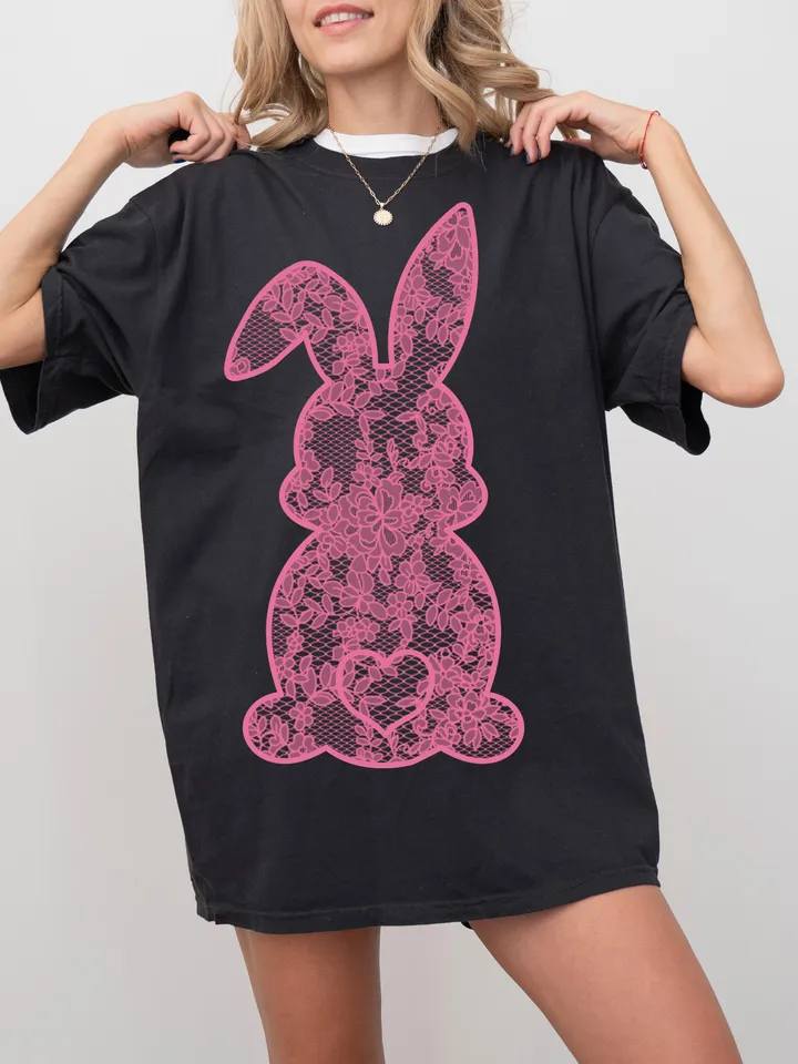 Lace Bunny Easter Png, Easter Png, Floral Bunny Png, Floral Chinoiserie Png, Bunny png, Girly easter png, Spring png, Lace Bunny Png