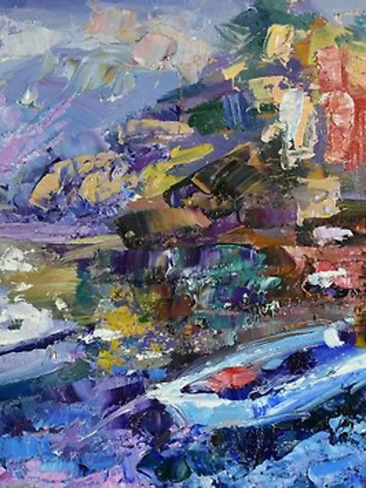 Italy Painting Landscape Original Artwork Riomaggiore Impressionism
