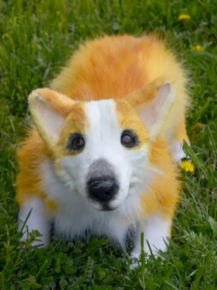 Corgi dog. Stuffed toy dog.