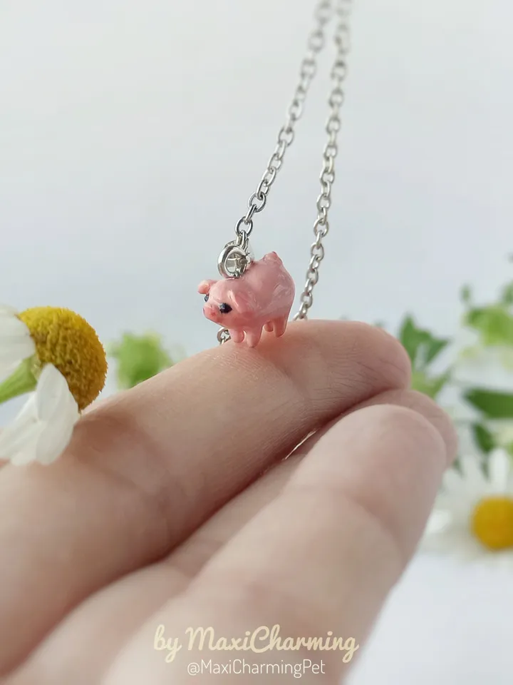 A pig necklace tiny size