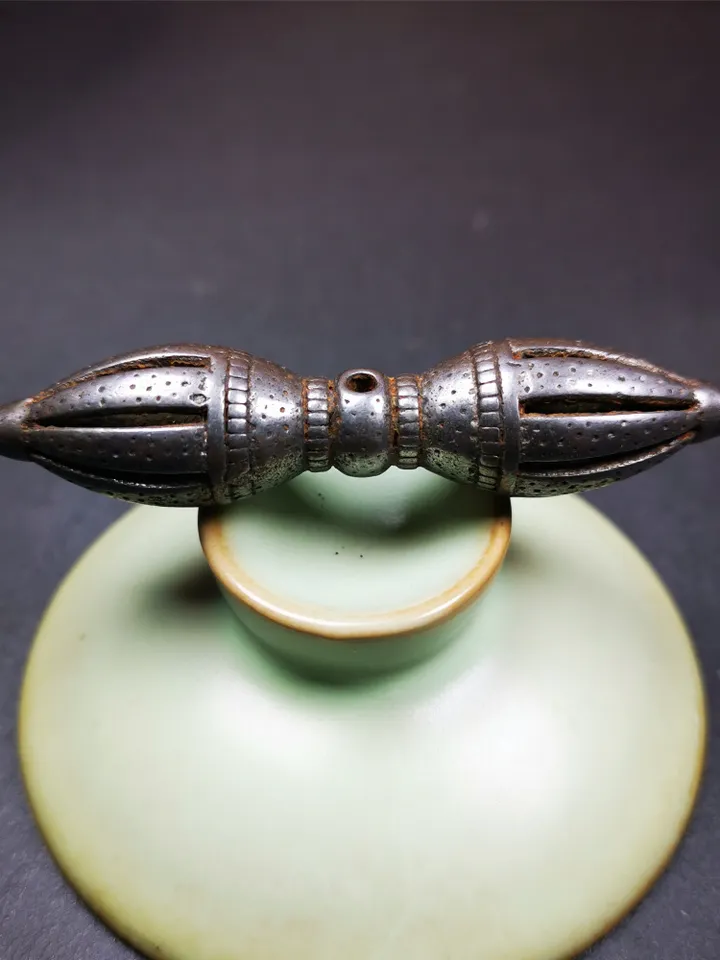 Gandhanra Vintage Nine-pronged Vajra Dorje,Tibetan Buddhism (Vajrayana) Ritual Implement,Made of Cold Iron,30 Years Old