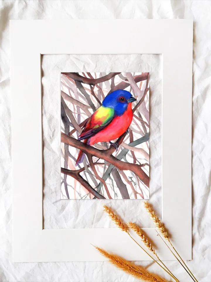 Original watercolor bird , birds painting, wall decor, birds lover gift, 8x11 in handmade art by Anne Gorywine