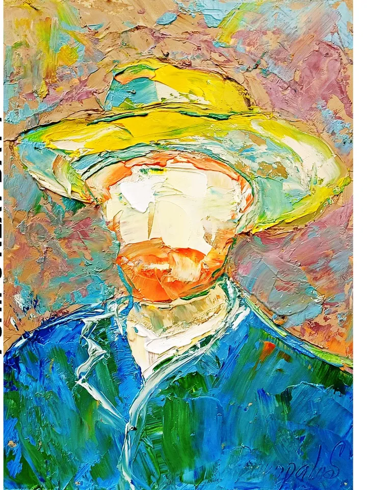 Man Painting Portrait Van Gogh Art Original Vincent Oil Paintings Abstract Portrait Copy Artist Self-Portraits Vincent Modern Surrealism Art