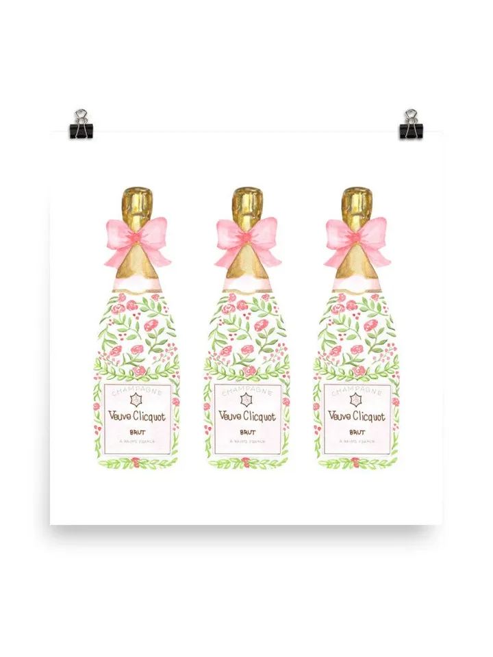 Pink Champagne Bow Wall Art, Pink Room Decor, Trendy Print, Champagne Bow Prints, Coquette Poster, Girly Wall Art, Pink Bow Art, Girly Art