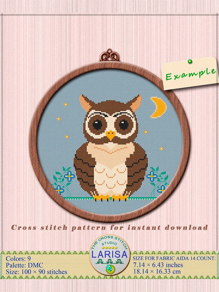 Owl Cross Stitch Pattern | Enchanting Owl Design
