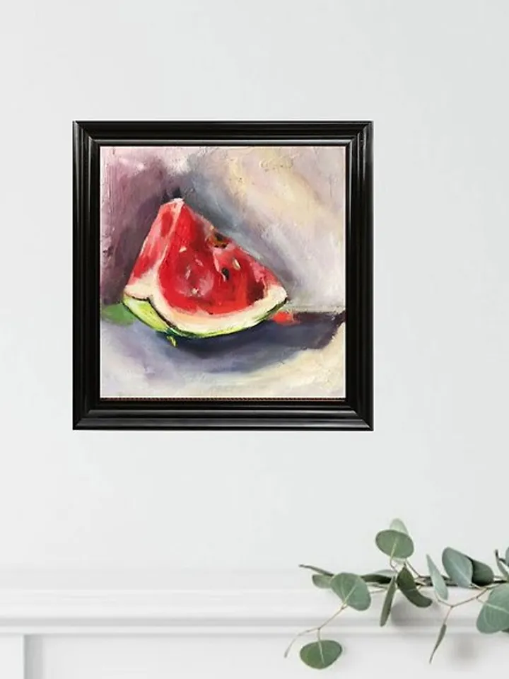 Watermelon Art Original Oil Painting Melon Artwork Berry Kitchen Wall Art