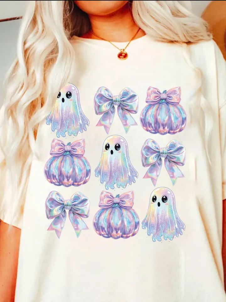 Retro Disco Iridescent Ghost Sublimation PNG Cute Disco Ghost PNG Retro Cute Ghost PNG Glitter Ghost Adorable Ghost Png Spooky Vibes Png
